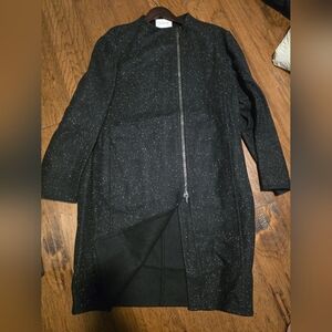 Elegant Black Speckled Pea Coat